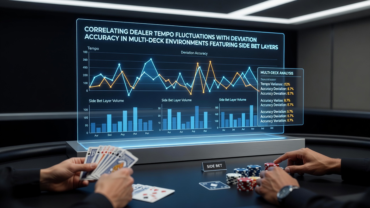 Darstellung von Multi-Deck-Blackjack-Tischen mit Side-Bet-Optionen und Tempo-Messungen