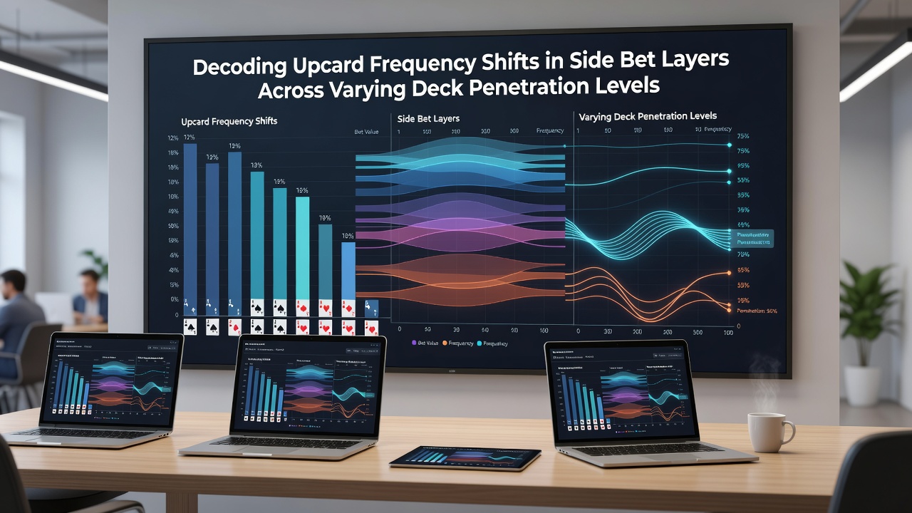 Diagramm zur Verteilung von Upcard-Frequenzen in Side-Bet-Schichten bei unterschiedlichen Deck-Penetration-Niveaus
