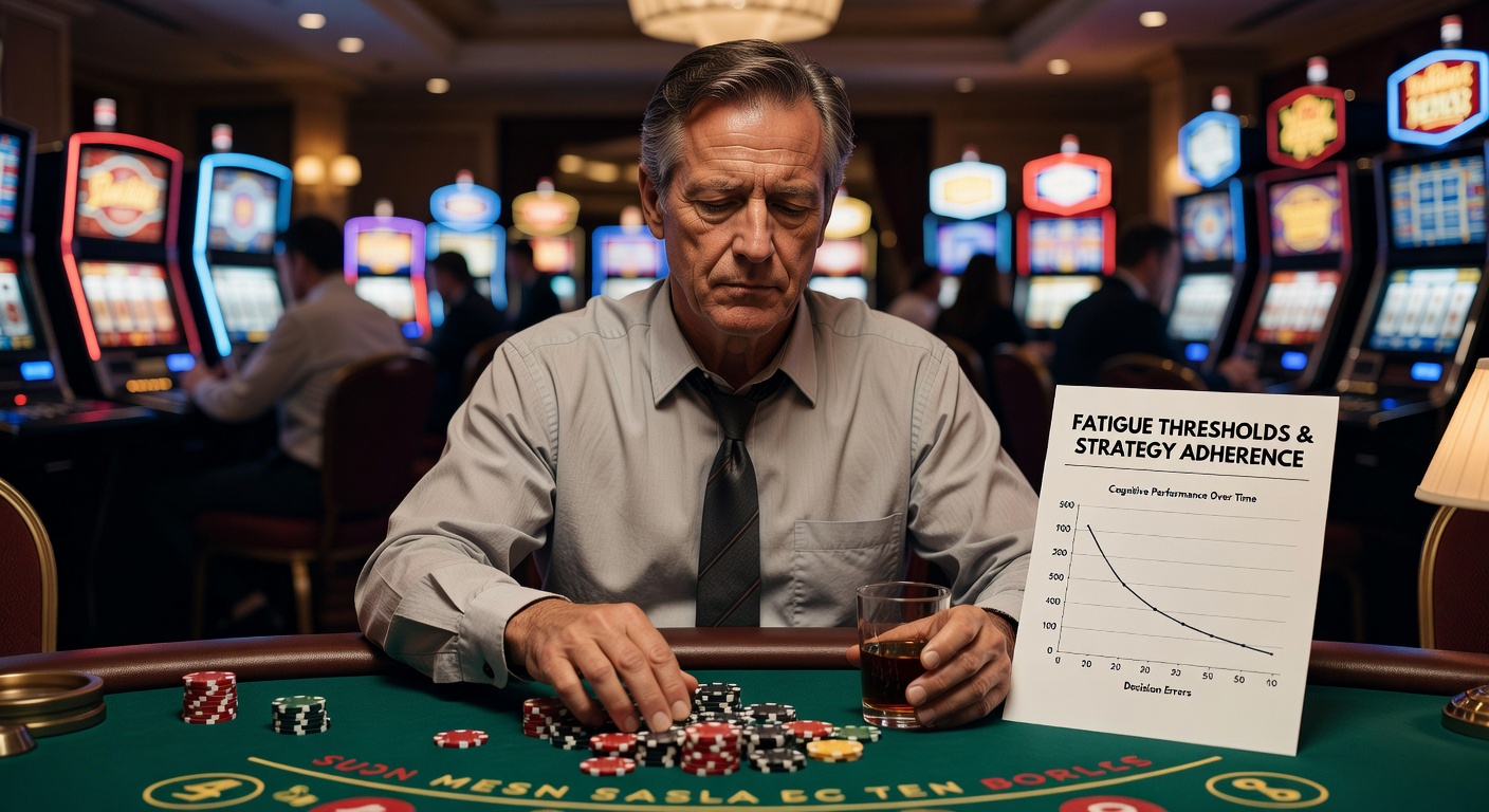 Grafische Darstellung von Leistungsabfällen bei Entscheidungsfindung über mehrere Stunden Casino-Spiel hinweg mit Fokus auf Fehlerquoten