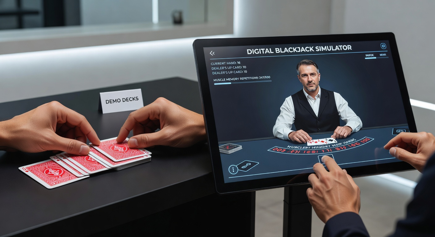 Live-Dealer-Blackjack-Session mit echtem Dealer-Gesicht und digitalem Interface, das den Übergang vom Simulator illustriert